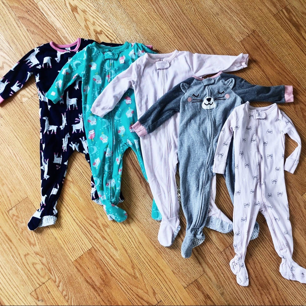 Baby Girl Footie Pajamas LOT • Fleece • Carter’s